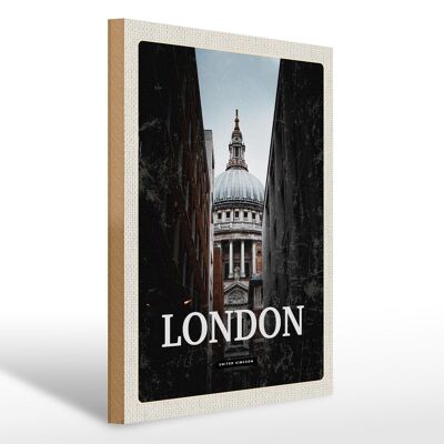 Cartel de madera viaje 30x40cm Londres Reino Unido vista panorámica