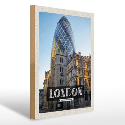 Cartel de madera viaje 30x40cm Londres Reino Unido arquitectura
