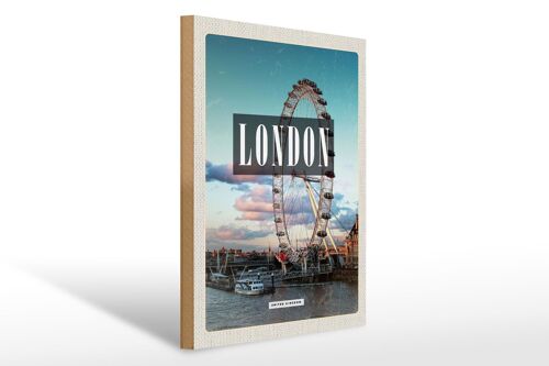 Holzschild Reise 30x40cm London England London Eye