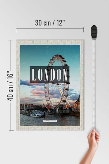 Panneau en bois voyage 30x40cm Londres Angleterre London Eye 4