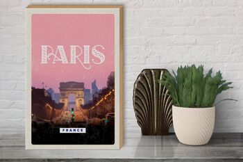 Panneau en bois voyage 30x40cm Paris France voyage architecture 3