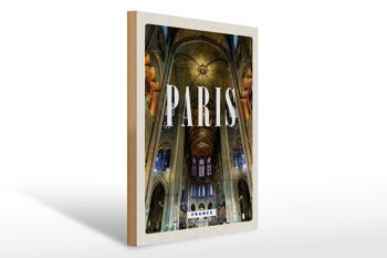 Panneau en bois voyage 30x40cm Paris France Intérieur Notre-Dame 1