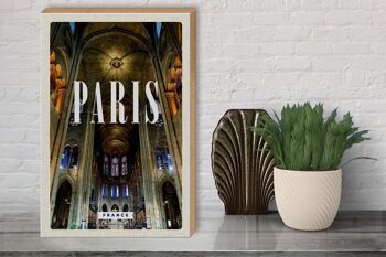 Panneau en bois voyage 30x40cm Paris France Intérieur Notre-Dame 3