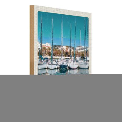 Cartel de madera viaje 30x40 Costa Azul Francia puerto veleros