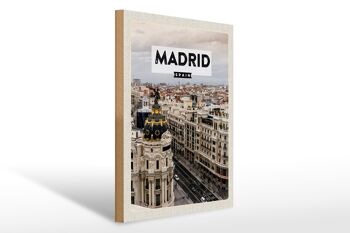 Panneau en bois voyage 30x40cm Madrid Espagne destination de voyage architecture 1