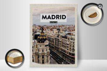 Panneau en bois voyage 30x40cm Madrid Espagne destination de voyage architecture 2