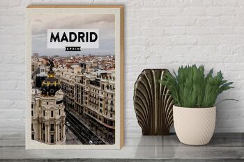 Panneau en bois voyage 30x40cm Madrid Espagne destination de voyage architecture 3