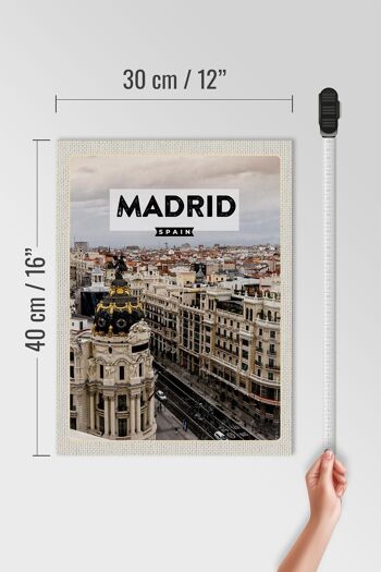 Panneau en bois voyage 30x40cm Madrid Espagne destination de voyage architecture 4