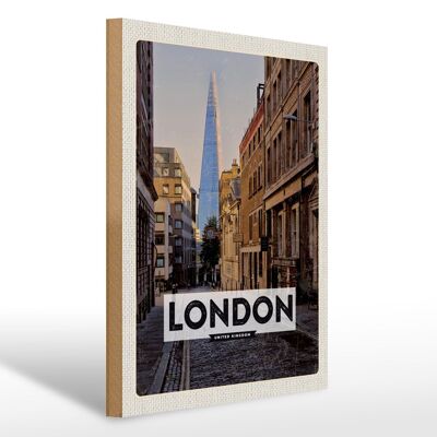 Cartel de madera viaje 30x40cm Londres Reino Unido centro de la ciudad destino de viaje viaje