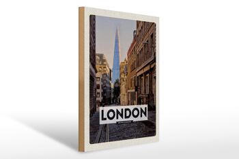 Panneau en bois voyage 30x40cm Londres UK centre ville voyage destination voyage 1