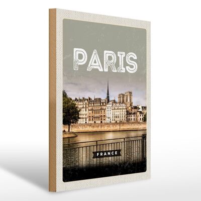 Panneau en bois voyage 30x40cm Paris France architecture