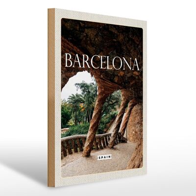 Cartello in legno da viaggio 30x40 cm Parco Naturale Barcellona Spagna