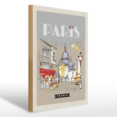 Panneau en bois voyage 30x40cm Paris France tableau ville