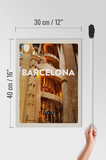 Panneau en bois voyage 30x40cm Barcelone Espagne Image médiévale 4