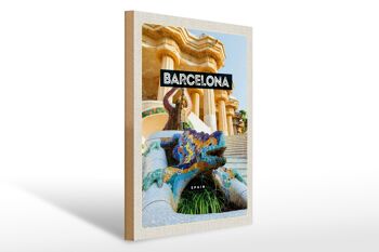 Panneau en bois voyage 30x40cm Barcelone Espagne Park Trip 1