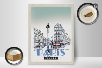 Panneau en bois voyage 30x40cm Paris France tableau d'art ville 2