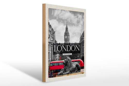 Holzschild Reise 30x40cm London England Big-Ben schwarz weiï¿½