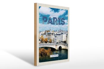 Panneau en bois Voyage 30x40cm Paris France Trip City Vintage 1