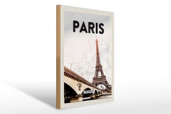 Panneau en bois voyage 30x40cm Paris France Tour Eiffel tourisme 1