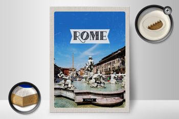 Panneau en bois voyage 30x40cm Rome Italie fontaine sculpture vacances 2