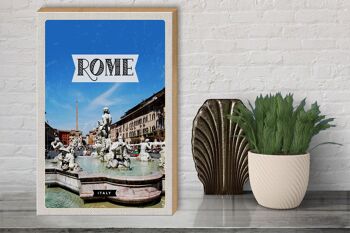 Panneau en bois voyage 30x40cm Rome Italie fontaine sculpture vacances 3