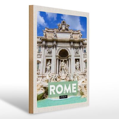 Holzschild Reise 30x40cm Rom Italien Trevi Fountain Brunnen