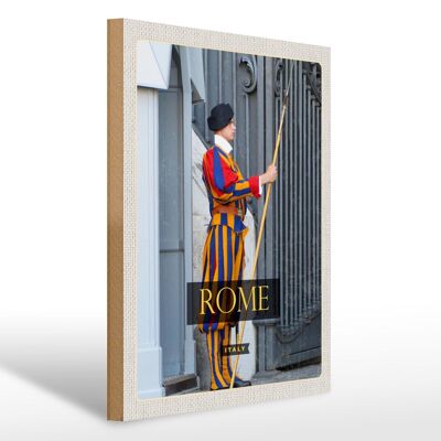 Cartel de madera viaje 30x40cm Roma Italia viaje guardia de seguridad