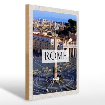 Panneau en bois voyage 30x40cm Rome Italie Place Saint-Pierre vacances