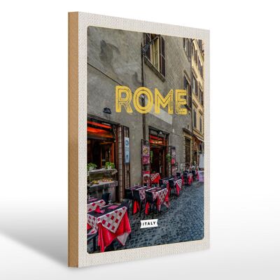 Wooden sign travel 30x40cm Rome Italy restaurant building