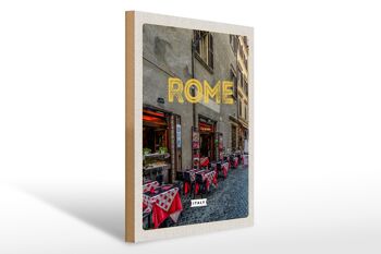 Panneau en bois voyage 30x40cm bâtiment de restaurant Rome Italie 1