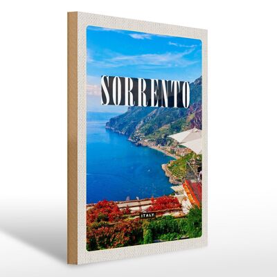 Cartel de madera viaje 30x40cm Sorrento Italia viaje con vistas al mar