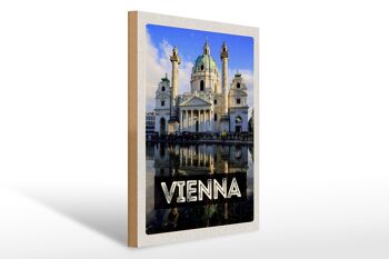 Panneau en bois voyage 30x40cm Vienne Autriche Karlskirche voyage 1