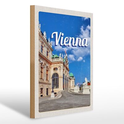 Cartello in legno da viaggio 30x40 cm Castello scultura Vienna Austria