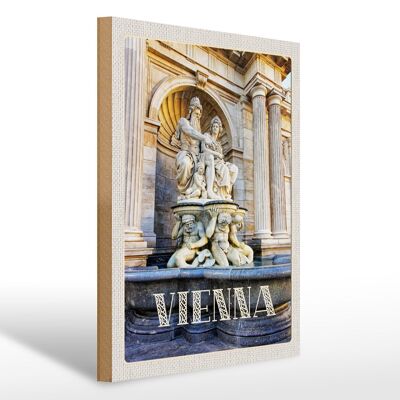 Cartel de madera de viaje 30x40cm Escultura de fuente de Viena Austria