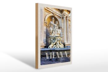 Panneau en bois voyage 30x40cm Vienne Autriche sculpture fontaine 1