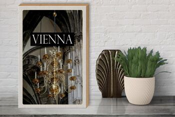 Panneau en bois voyage 30x40cm lustre Vienne Autriche 3