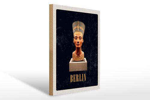 Holzschild Reise 30x40cm Berlin DE Museum Nefertiti Büste