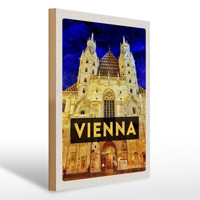 Cartel de madera viaje 30x40cm Viena Austria Catedral de San Esteban