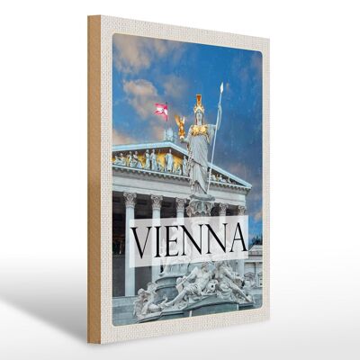 Cartel de madera viaje 30x40cm Viena Austria Pallas Athene viaje