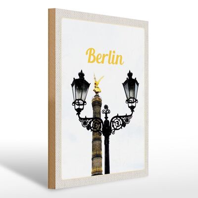 Cartel de madera viaje 30x40cm Berlín Alemania Columna de la Victoria viaje