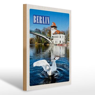 Cartel de madera viaje 30x40cm Berlín Alemania Río Spree