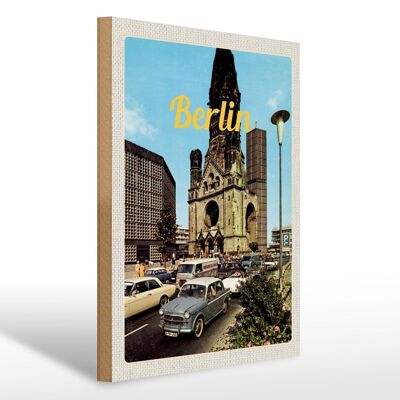 Cartel de madera viaje 30x40cm Berlín DE Memorial Church viaje