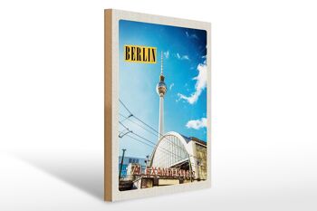 Panneau en bois voyage 30x40cm Berlin DE tour de télévision Alexanderplatz 1