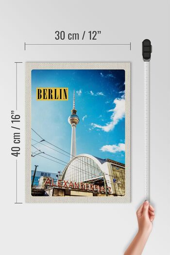 Panneau en bois voyage 30x40cm Berlin DE tour de télévision Alexanderplatz 4