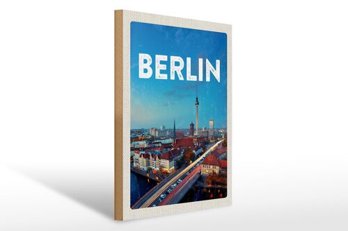 Holzschild Reise 30x40cm Berlin Deutschland Fernsehturm