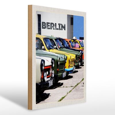 Cartello in legno da viaggio 30x40 cm Berlino Germania auto d'epoca