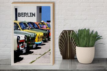 Panneau en bois voyage 30x40cm Berlin Allemagne voiture vintage 3