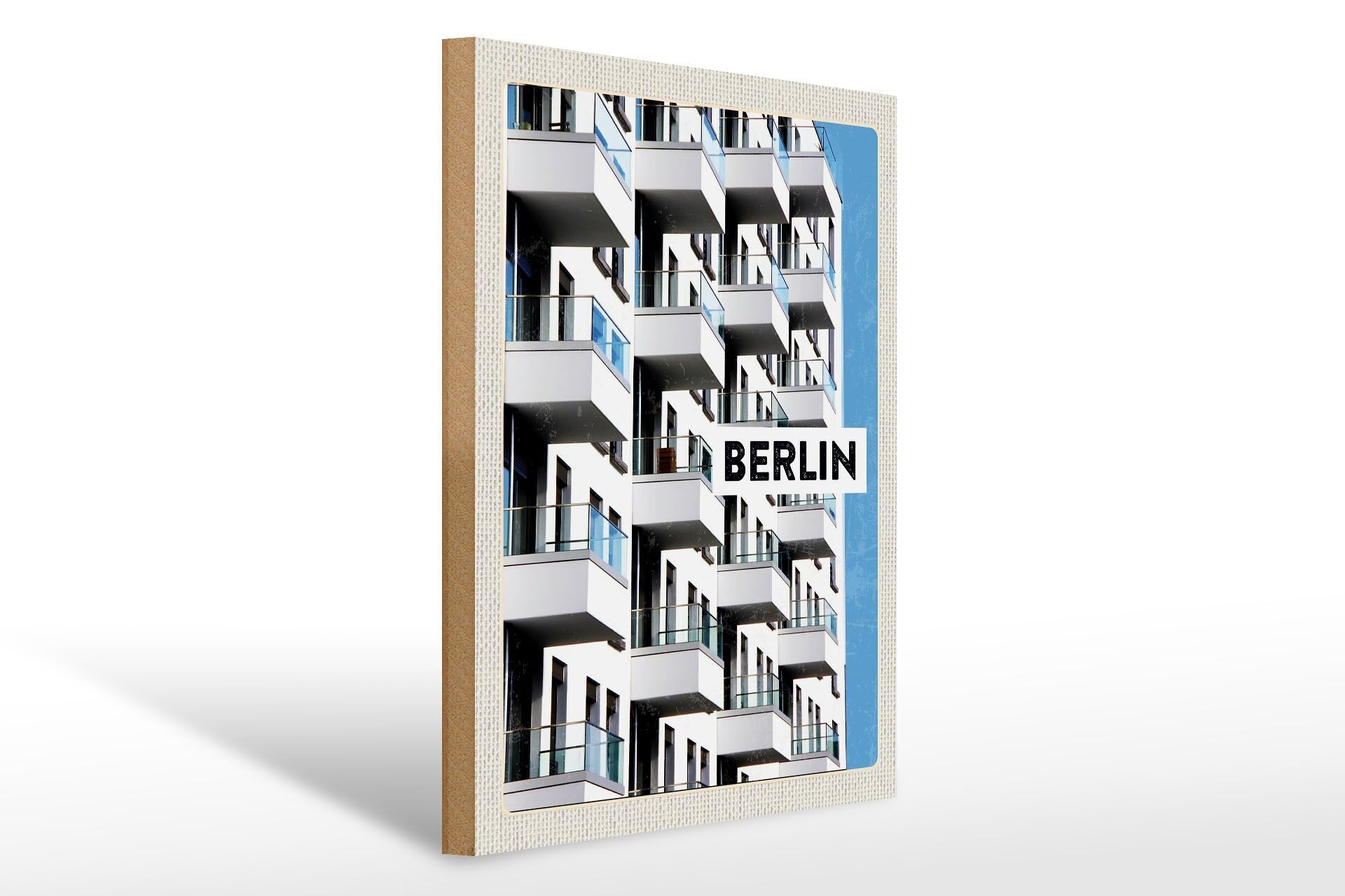 Cartel de madera viaje 30x40cm Berlín Alemania rascacielos