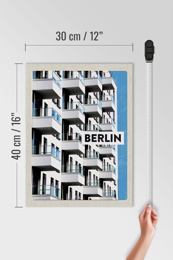 Panneau en bois voyage 30x40cm Berlin Allemagne gratte-ciel 4