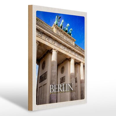 Holzschild Reise 30x40cm Berlin DE Brandenburger Tor Trip